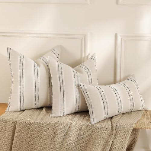 Hckot Stripe Throw Pillow Covers 12x24 Lumbar Grey Pillow Covers Farmhouse - Image 4