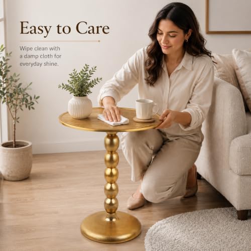 CLEENTABLE Round Farmhouse End Table, Rustic, 15x21 - Image 6