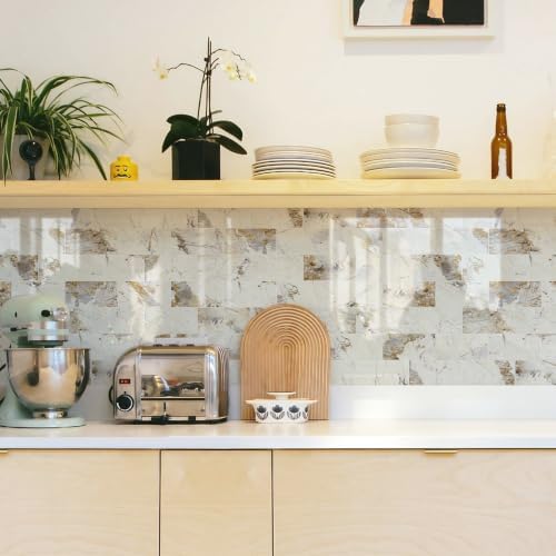 STICKGOO 10-Sheet Backsplash Peel and Stick Subway Tile(Thicker Design, Glossy Pandora Marble) - Image 2