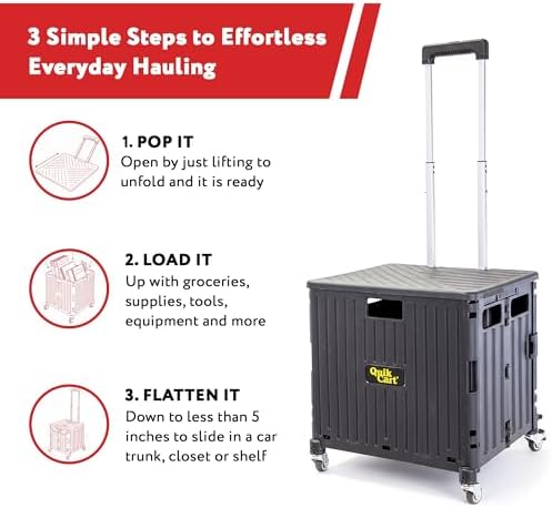 dbest Products Quik Cart 360 Collapsible Rolling Crate on Wheels - Black - Image 4