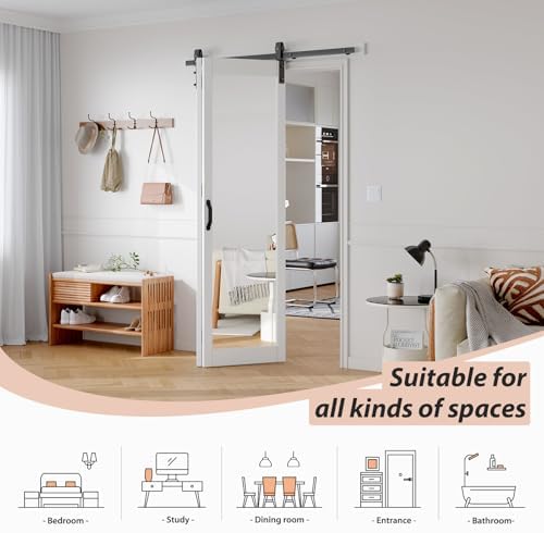 FREDBECK Bifold Mirror Barn Door 48x84 Hardware Included for Closet,1 Panel - Image 2