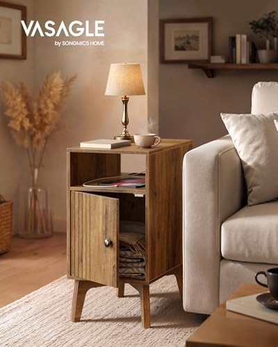 VASAGLE End Table with Charging Station, Narrow Side Table, Nightstand - Image 3