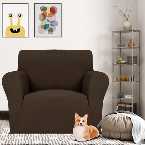 MAXIJIN Chair Covers for Living Room 1 Piece Stretch Sofa Chair Slipcovers with Arms (31"-46") Furniture Protector for Dog Pet Couch Armchair Cover (Chair, Diamond Pattern Coffee) - Image 2