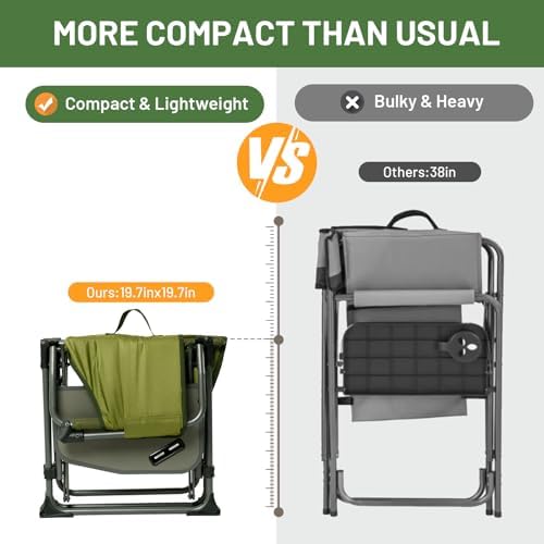 TIMBER RIDGE 400lbs Heavy Duty Camping Chair Portable Directors Chair - Image 6