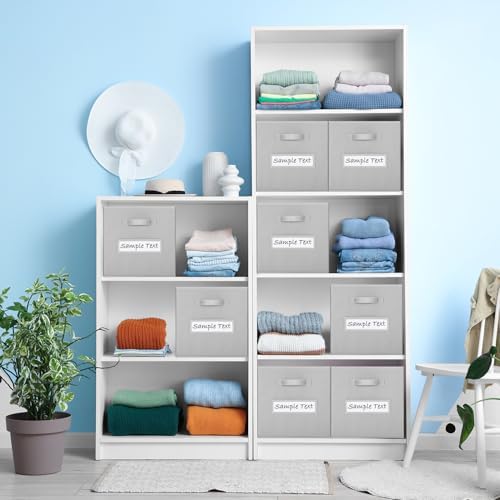 Fabric storage cubes (8 Pack) 11 Inch Cube Storage Bin, cube organizer bins with 8 Labels Window Cards & a Pen, Foldable cube organizer bins and Storage Box, Light Grey - Image 6