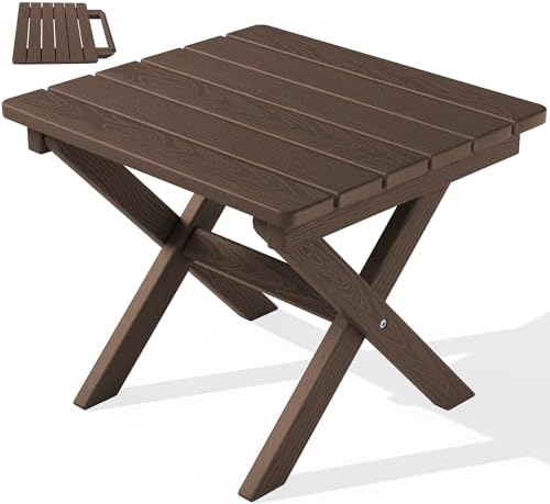 SERWALL Small Folding Side Table, HDPE Outdoor End Table, Coffee by SERWALL
