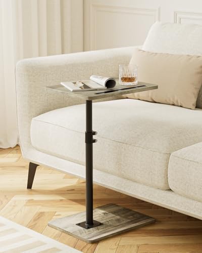 Masupu Sofa Arm Tray Table - 360° Swivel Height Adjustable End Table, Small Snack Side Table for Couch, C Shaped Table for Bed, Chair or TV Tray Table(Greige) - Image 6