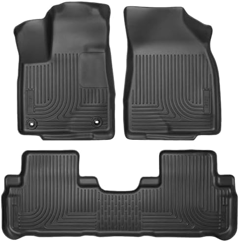 Husky Liners Weatherbeater Floor Mats | Fits 2014-2019 Toyota Highlander (Excludes Hybrid) | Front & 2nd Row, 3-pc Black - 99601 by HuskyLiners%C2%AE