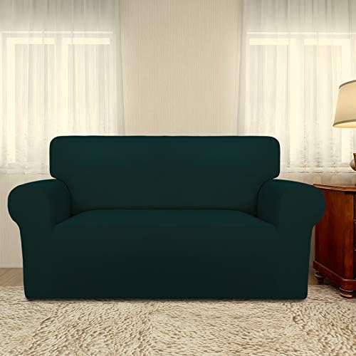 PureFit Stretch Loveseat Covers Fleece Couch Covers for Sofa Deep Teal - Image 2