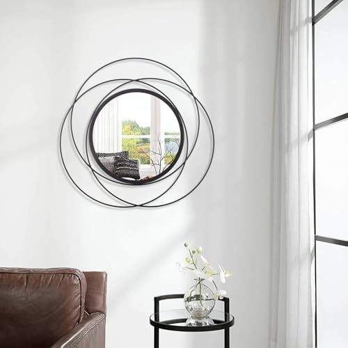 Black Circle Mirror Mounted Round Decorative Mirrors Circle for Bathroom Vanity, Living Room or Bedroom Entryway 24" x 24" - Image 4