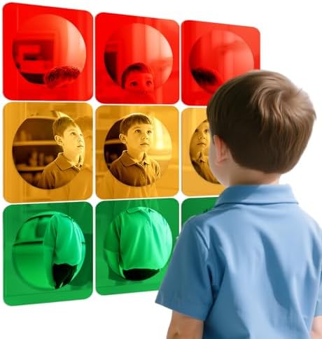 Geiserailie 9 Pcs Sensory Wall Bubble Mirrors, 6 x 6 Inch, CPC Certified by Geiserailie