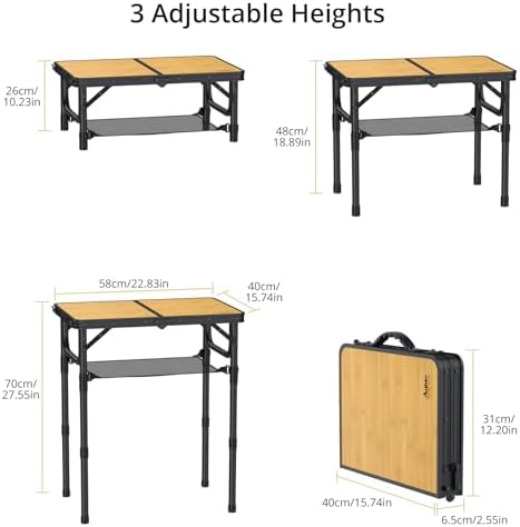 Anbte 2ft Camping Table Foldable, 24" x 16" Small Folding Table Portable - Image 3