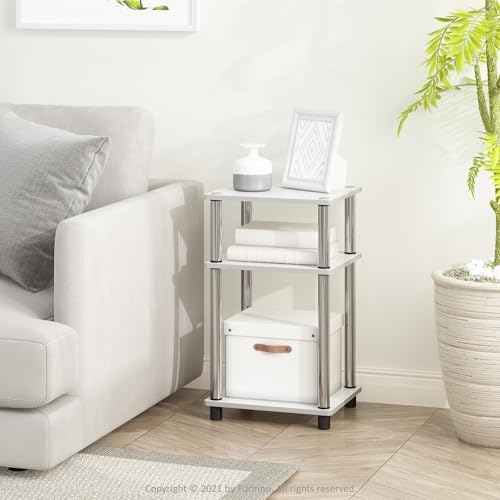 Furinno JUST Toolless 3-Tier Side Table Set of 2, Open Shelf, White Oak - Image 2