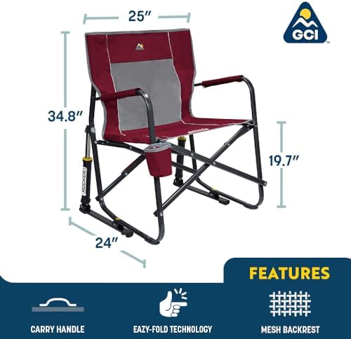 GCI Outdoor Freestyle Rocker Camping Chair | Portable Folding Rocking Chair with Solid, Durable Armrests, Drink Holder & Comfortable Backrest — Royal Blue - Image 3