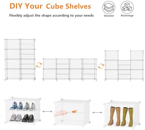 AWTATOS Closet Organizer 8 Cube Storage Shelves, Transparent Twill - Image 7