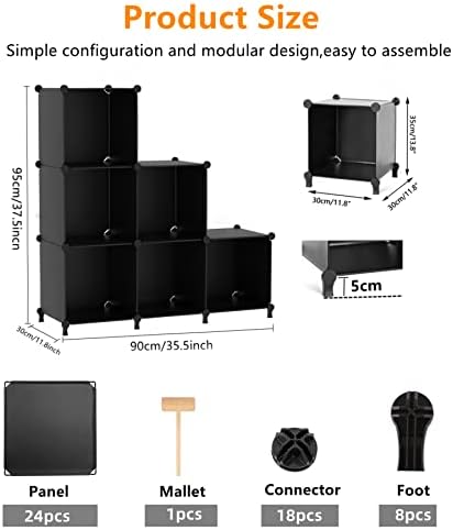 AWTATOS Closet Organizers and Storage, 6 Cube Storage Organizer, Black - Image 3