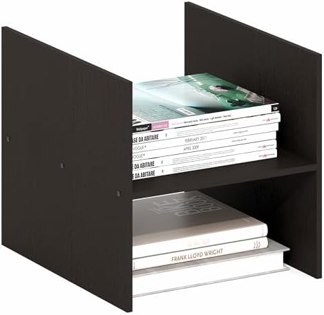 Furinno Cubicle H-Shelf Cube Insert, 2-Tier Cube Organizer, Dark Oak by Furinno-FitsYourSpaceFitsYourBudget