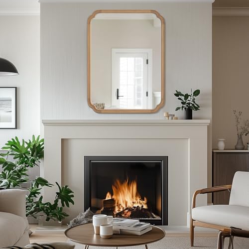 WallBeyond 28" x 40" Rounded Corner Arch Wall Mirror with Wood Frame for Entryway, Living Room or Bedroom Home Decor - Light Woodgrain [28 x 40 inches, Honey-Colored] - Image 4