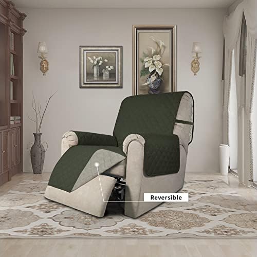 Easy-Going Reversible Couch Cover, Recliner 22 in, Army Green/Beige - Image 2
