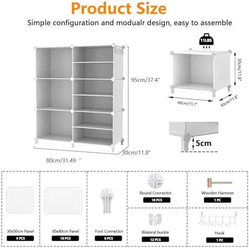 AWTATOS 6 Cube Closet Organizer Storage Shelves, White - Image 3