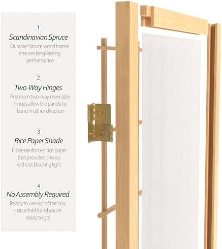 2 ft. Short Desktop Window Pane Shoji Screen - Natural - 6 Panels - Image 4