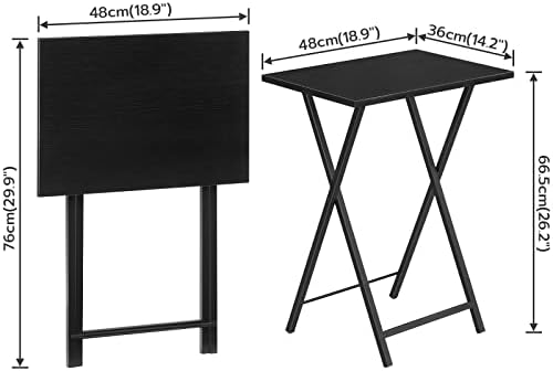 HOOBRO Folding TV Tray Tables, Set of 2 Side Tables for Small Space, Industrial Snack Desk for Eating at Couch, Stable Metal Frame, Easy Assembly, Space Saving, Black BK25BZ01 - Image 3