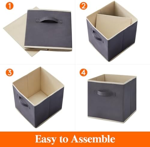 Lifewit Storage Cubes, 11 Inch Organizer Bins, 18L Gray&Black, 12 Packs - Image 2
