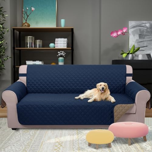 U-NICE HOME Large Sofa Cover Reversible Couch Cover for Dogs, Navy/Taupe - Image 2