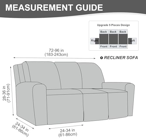 Gennia Waterproof Recliner Sofa Cover,3 Seat Couch Cover,Light Blue - Image 2