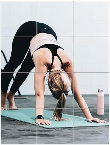 Home Gym Mirror Tiles, 10" x 10" x 12PCS Wall Mirror Tiles Frameless Glass by Ruomeng
