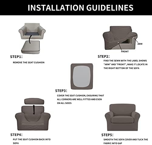 Easy-Going 2 Pieces Microfiber Stretch Chair Slipcover – Spandex Soft Fitted Sofa Couch Cover Washable Furniture Protector with Elastic Bottom Kids Pet Taupe - Image 6
