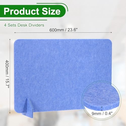 PATIKIL Desk Divider, 4 Set 24 x 16 Inch Acoustic Freestanding Desk Divider Desk Privacy Panel with 8 Pcs Support Feet for Library Office Workstation,Blue - Image 2