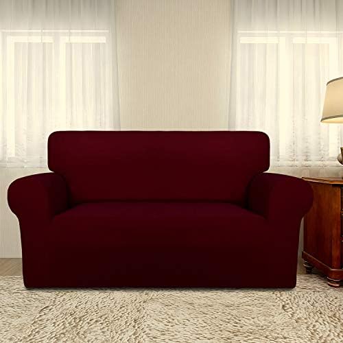 PureFit Stretch Loveseat Covers Fleece Couch Covers for Sofa Wine - Image 2