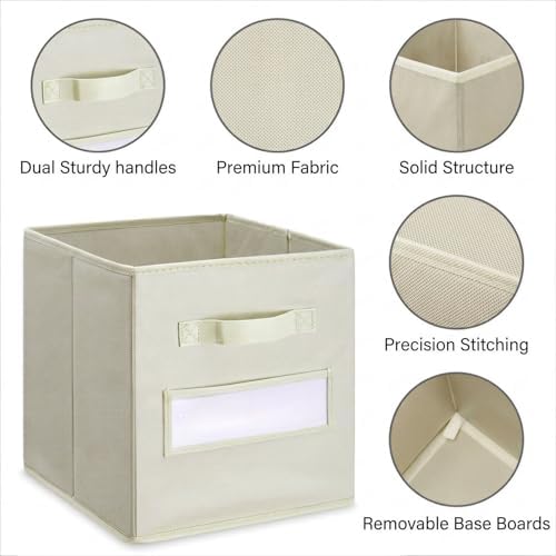 Storage Bins,13" Cube Storage Bin with Labels,10pcs,Beige - Image 2
