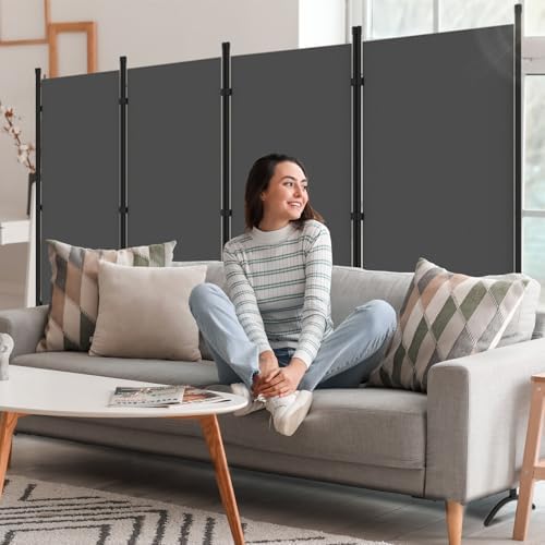 Room Divider, 6FT Tall Folding Partition Room Dividers 4 Panel, Portable and Freestanding Room Divider Screen Wall Divider for Home and Office, Grey - Image 7