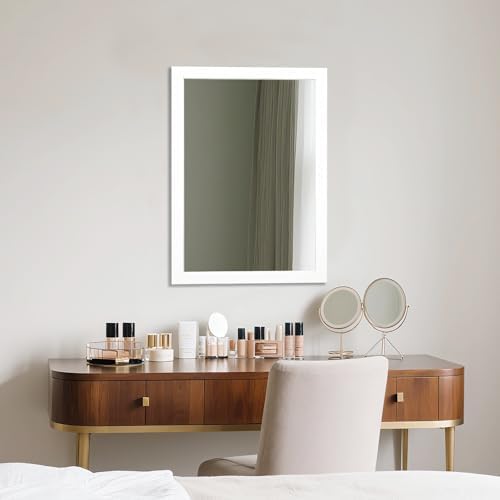 Bathroom Mirror for Over Sink 28x20 Inch Rectangular Wall Mirror, White - Image 3