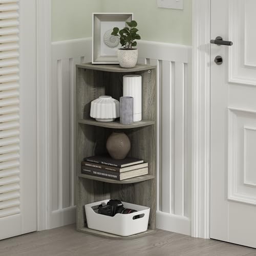 Furinno PASIR Book Shelf, 3-Tier Corner Bookshelf with Open Shelf, Standing Bookcase, 9.3 x 12 x 31.5 for Organization and Storage, for Living Room, Bedroom, Home Office, French Oak - Image 2