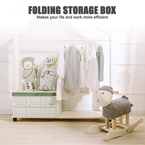 Lidded Storage Bins 2 Pack 30L Collapsible Storage Box Crates Plastic Tote Storage Box Container Stackable Folding Utility Crates for Clothes Books Snack Shoe Bag and Grocery Storage Bin-Green - Image 6