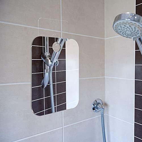 Shatterproof Shower Mirror Fogless for Shaving(2 Pack,Larger 10.7x8 inch) 43% Than Original,Unbreakable Deluxe Plexiglass Makeup Mirror,Largest Bathroom Wall Hanging,Portable Handheld Camping,Silver - Image 5