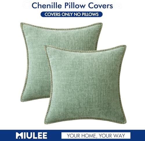 MIULEE Decorative Couch Throw Pillow Covers 18x18 Inch Greyish Green 2 Pack - Image 6