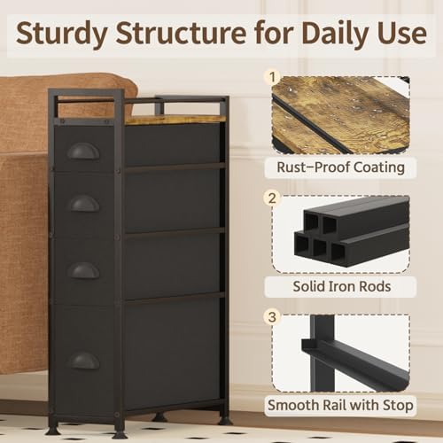 LASZOLA Narrow Cabinet Slim Storage Cart for Bathroom Small Space, Black - Image 5