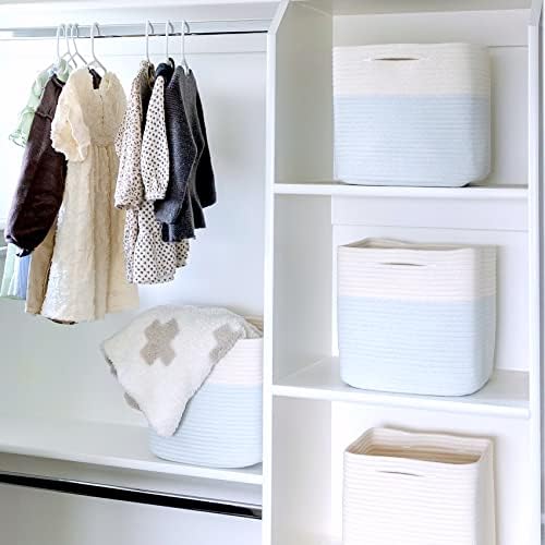 NaturalCozy Storage Cubes 11 Inch Cotton Rope Woven Baskets for Organizing, 3-Pack | Cube Storage Bin | Square Storage Baskets for Shelves Organizer, Classroom, Kids Toy Bins, Closet, Baby Nursery - Image 5