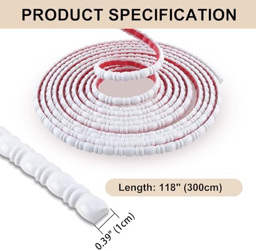 Hungbak 0.39" x 118" Peel and Stick Finished White Bead and Reel Molding Trim - Self-Adhesive Decorative Strip for Picture Frame, Mirror, Shelf, Wall, Door, Cabinet - Image 2
