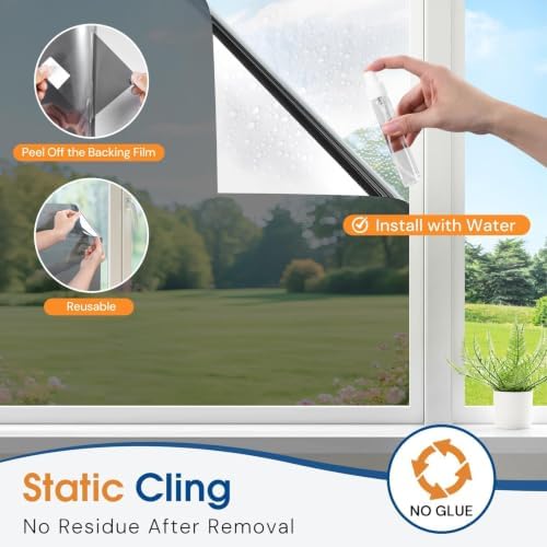 Homein Window Tint for Home with Tools, One Way Window Film, Black Silver - Image 7