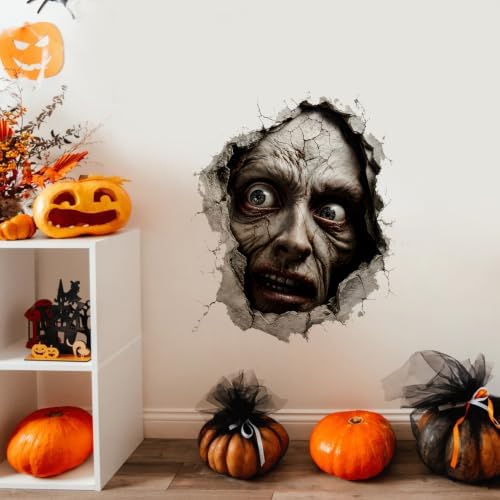 Creepy Face Wall Decals Peel and Stick Halloween Stickers, Horror Monster Removable Vinyl Wall Art for Bedroom Living Room Party Decor by ANNAQUEEN