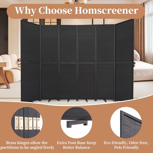 Room Divider Folding Privacy Screens,Hand-Made Natural Bamboo Room Dividers - Image 3