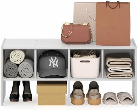 Furinno FANO Closet Organizers and Storage, 6-Cube Multipurpose Top Shelf Closet Shelf, Stackable Closet Organization Shelves, 11.7 x 36 x 15.4, for Bedroom, Closet, Laundry Room, White - Image 4