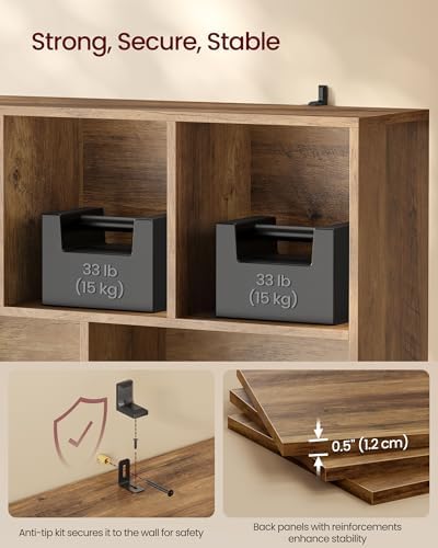 VASAGLE Mid-Century Modern 8-Cube Bookshelf, 35.4 x 9.4 x 42.3 Inch - Image 6