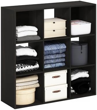Furinno PELLI Closet Organizers and Storage, 9-Cube Closet Organizer, Open Shelf Closet Storage, for Wardrobe, Bedroom, Living Room, Espresso by Furinno-FitsYourSpaceFitsYourBudget