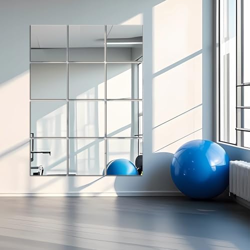BOMINICA Full Length Wall Mirror Tiles, 12 x 12 Inch x 12Pcs Wall Mounted Frameless Glass Mirror, Decorative Full Body Mirror for Home Gym, Bedroom, Door & Bathroom - Image 2